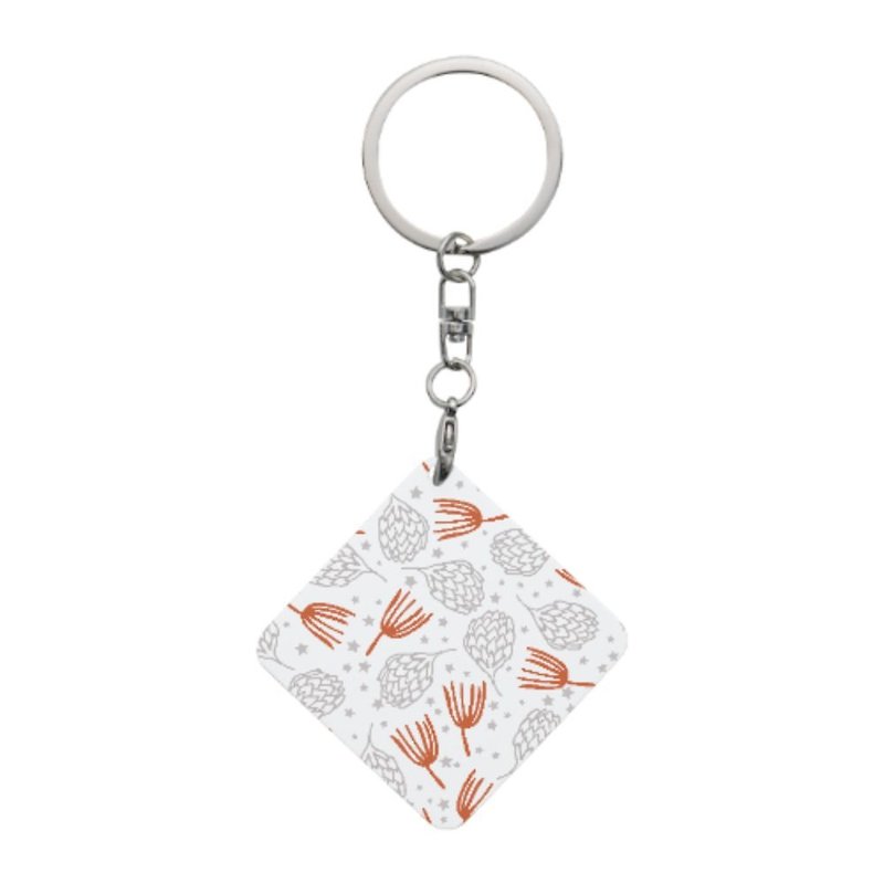 Square Shaped Metal Keychain - Keychains - Other Metals 