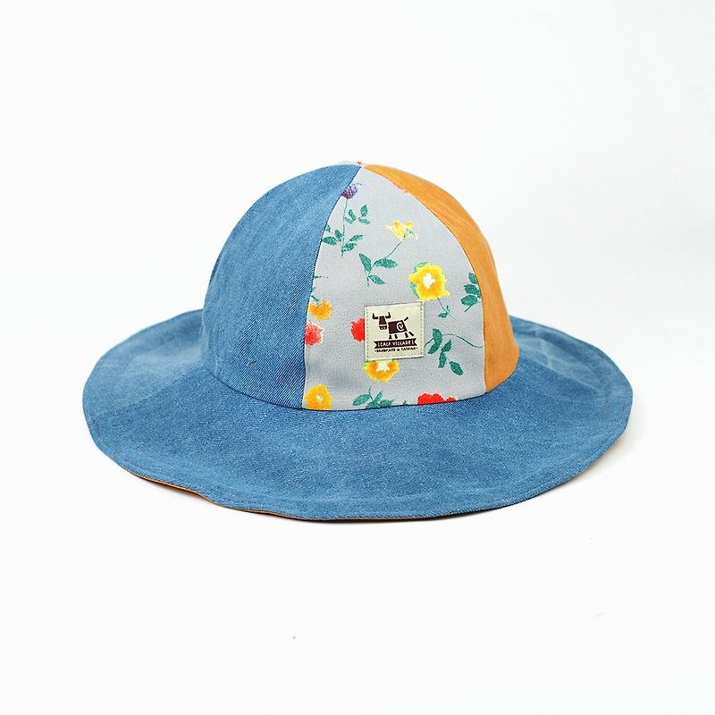 Handmade double-sided hat - หมวก - ผ้าฝ้าย/ผ้าลินิน สีเทา