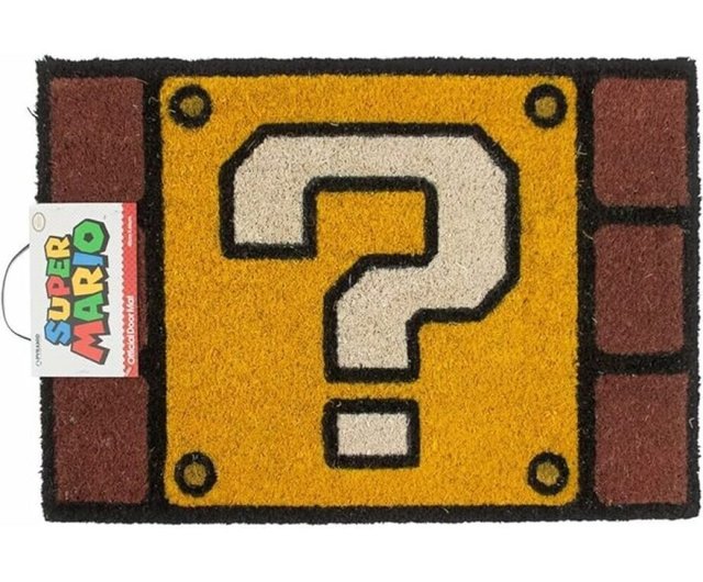 任天堂】スーパーマリオ クエスチョンマーク レンガ輸入玄関マット