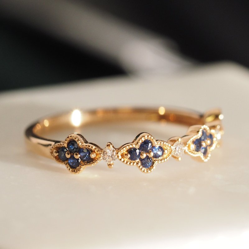 The Blue Sapphire Clover Ring - แหวนทั่วไป - เครื่องประดับ 