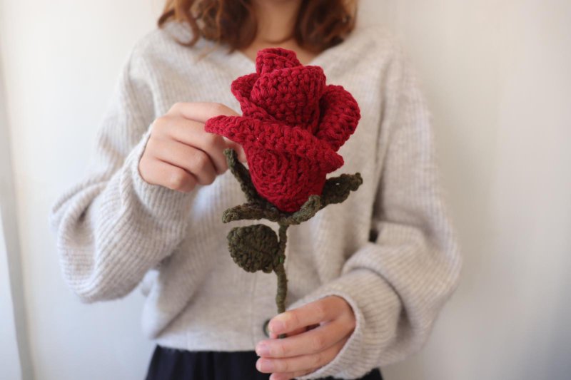 Gift Selection【Crochet Eternal Rose】- Rose Garden Series - Items for Display - Thread Red