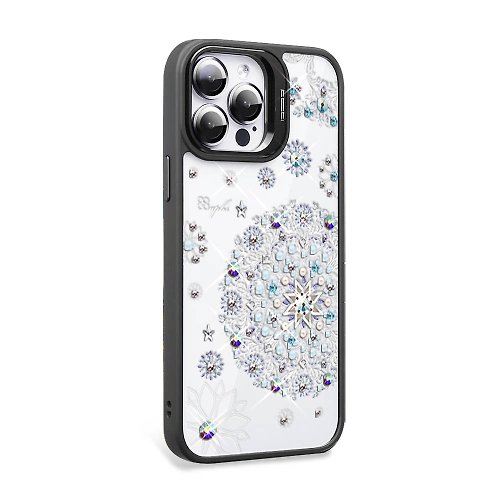apbs 雅品仕 水晶彩鑽手機殼 iPhone 15系列 軍規防摔隱形立架手機殼-天使心-黑框