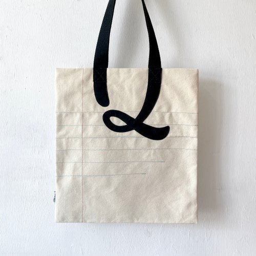 seesaw 縫線單行簿, 厚帆布布袋, P, Q, 全人手製Tote Bag