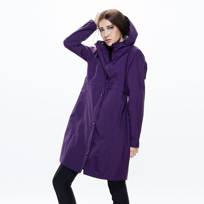 女款 顯瘦英倫風防水透氣風衣_午夜紫 - 女大衣/外套 - 防水材質 紫色