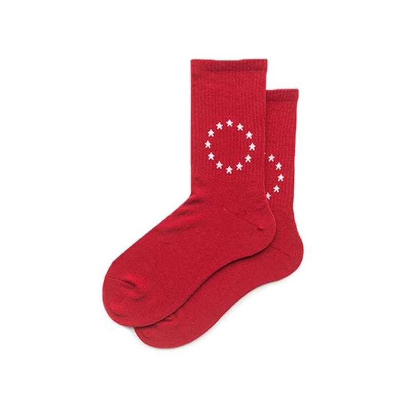 HELLO MONDAY red twelve constellations red tube socks sports socks hip wind socks - ถุงเท้า - ผ้าฝ้าย/ผ้าลินิน สีแดง