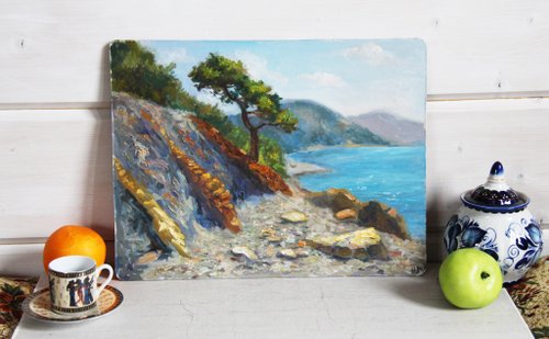 木製モザイクアート 女性と海の風景 木製モザイクアート 女性と海の風景 木製モザイクアート 女性と