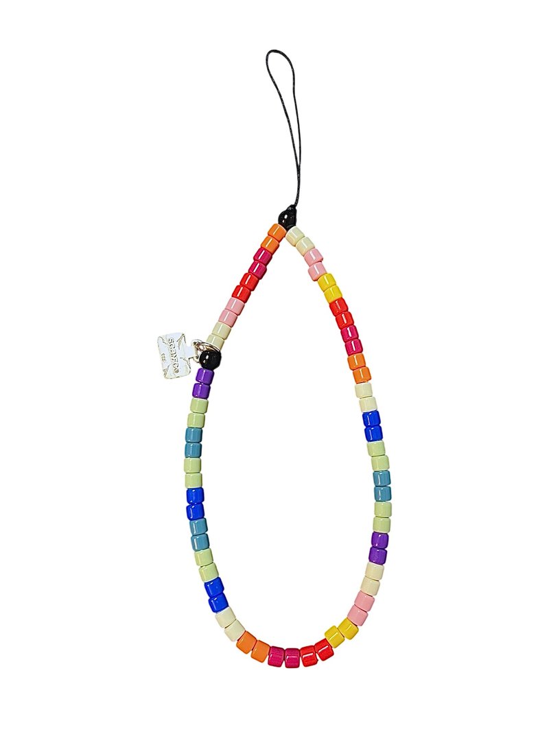 Rainbow phone charm - 925 silver tag - 掛繩/吊繩 - 其他材質 