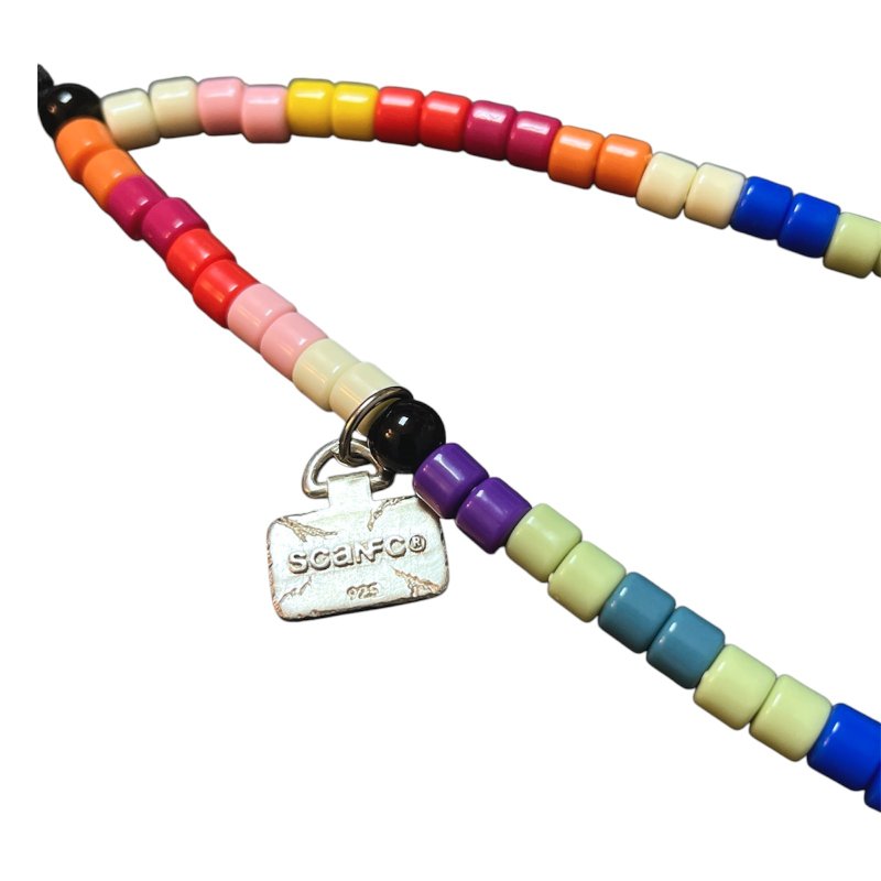 Rainbow phone charm - 925 silver tag - 手機掛繩/背帶 - 其他材質 
