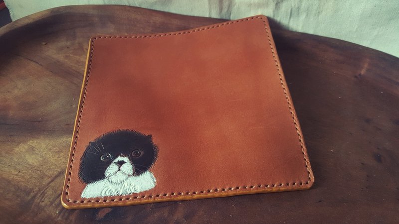 專屬客製寵物貓咪純牛皮滑鼠墊 - 筆記本/手帳 - 真皮 橘色