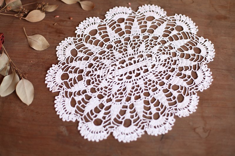 [Good Fetish] Germany vintage antique handmade crochet lace piece -006 - Items for Display - Cotton & Hemp White