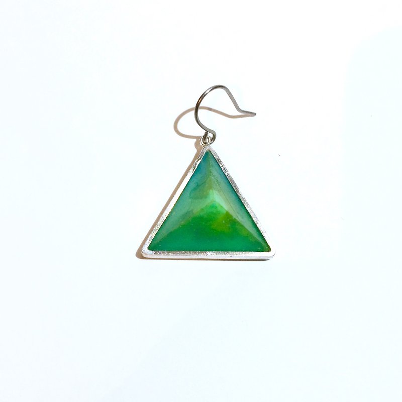 PRISM piercing earring for one ear  silver,green - Earrings & Clip-ons - Resin Green