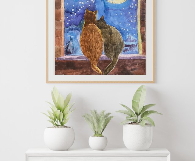 猫の絵の動物アート水彩画のアートワーク貓克 - ショップ