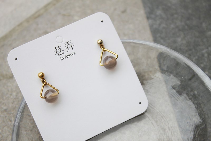 Triangle - earring  clip-on earring - Earrings & Clip-ons - Copper & Brass Gray
