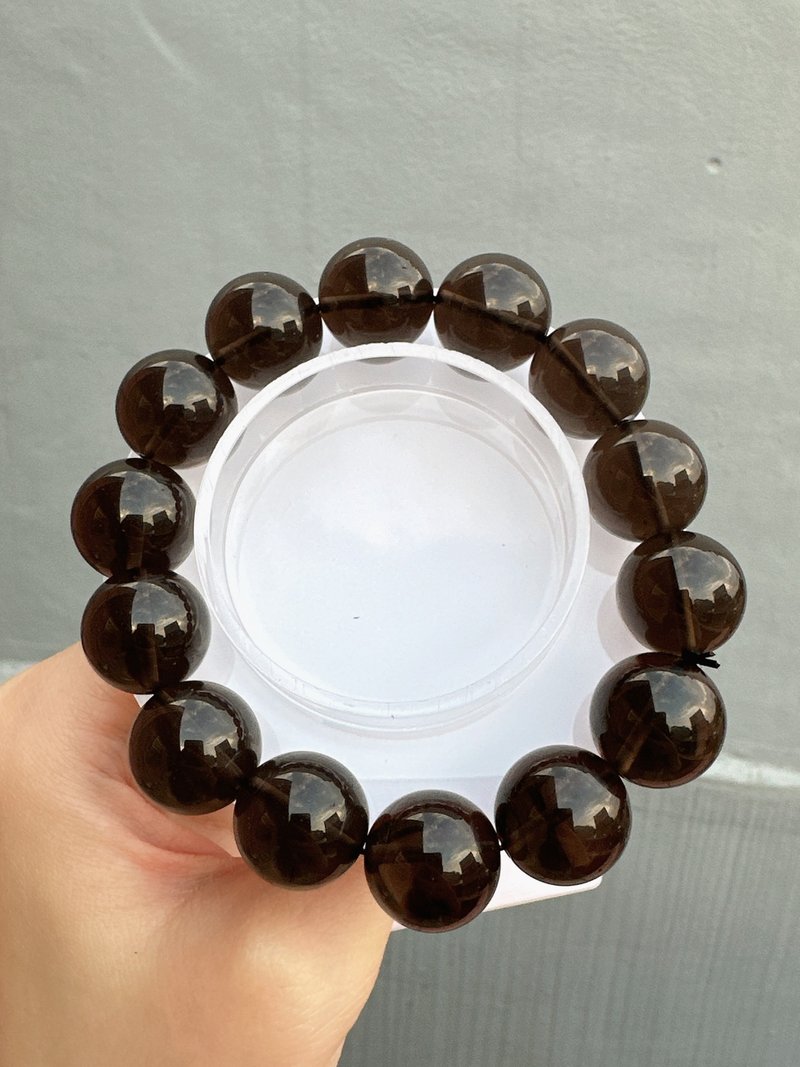 心忱 -大冰曜石手串 16mm - 手鍊/手環 - 水晶 咖啡色