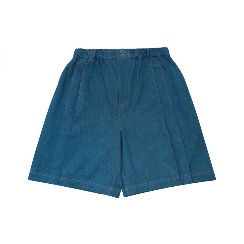 FUSIO FUSIO -  Wide Shorts - Blue - Men's Shorts - Cotton & Hemp Blue