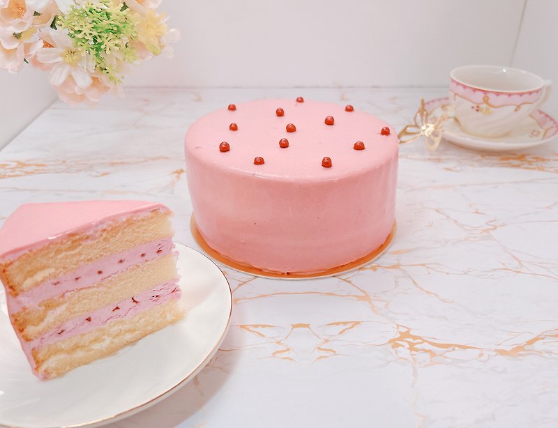 Lemon Cream Cake/Strawberry Cream Cake Set - เค้กและของหวาน - อาหารสด หลากหลายสี