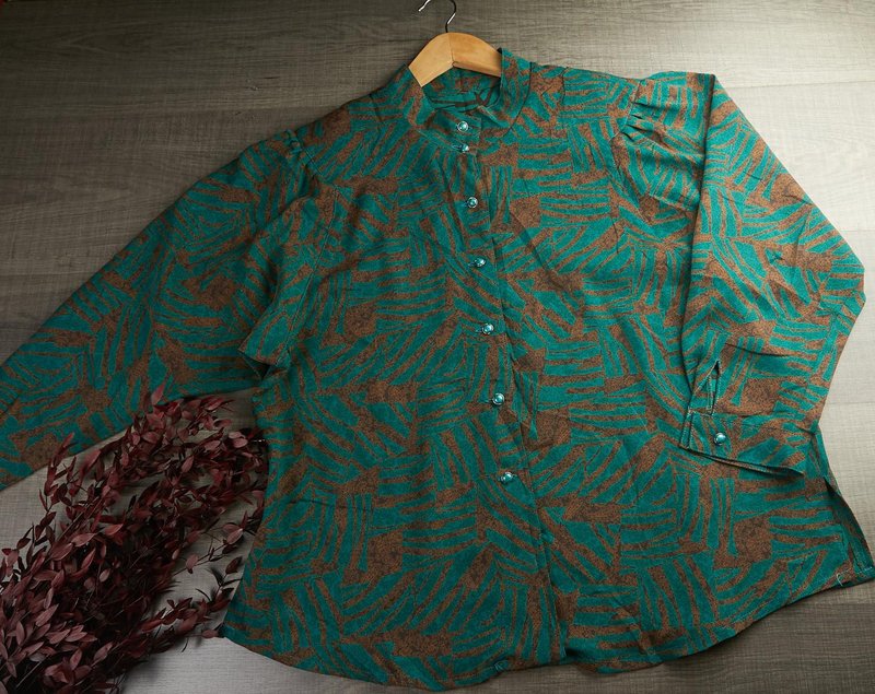 復古長袖綠色上衣| 尺碼XL | 女士復古服裝 - 女襯衫 - 其他材質 綠色