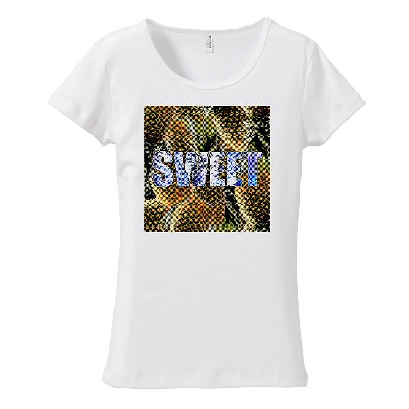 [Women's T-shirt] sweet pineapple - เสื้อยืดผู้หญิง - ผ้าฝ้าย/ผ้าลินิน ขาว