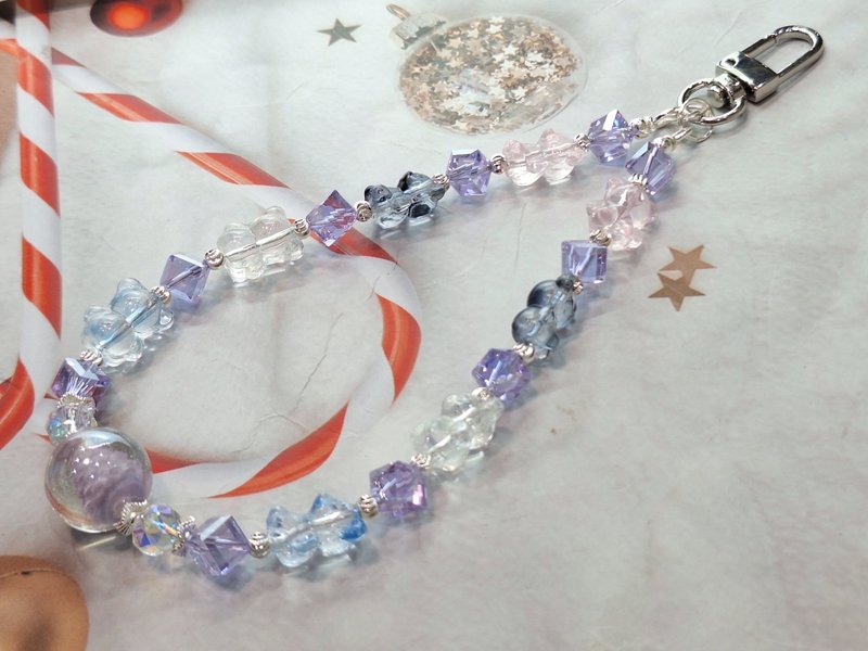 琉璃小熊/奧地利水晶/色變海蒂珠手機鏈 - 鑰匙圈/鑰匙包 - 半寶石 