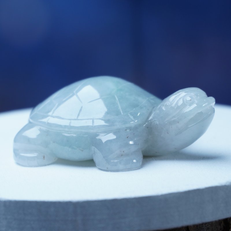 [Auspiciousness and Longevity] Floating Flower Jade Turtle | Natural Burmese Grade A Jadeite | Gifts - Charms - Jade Green