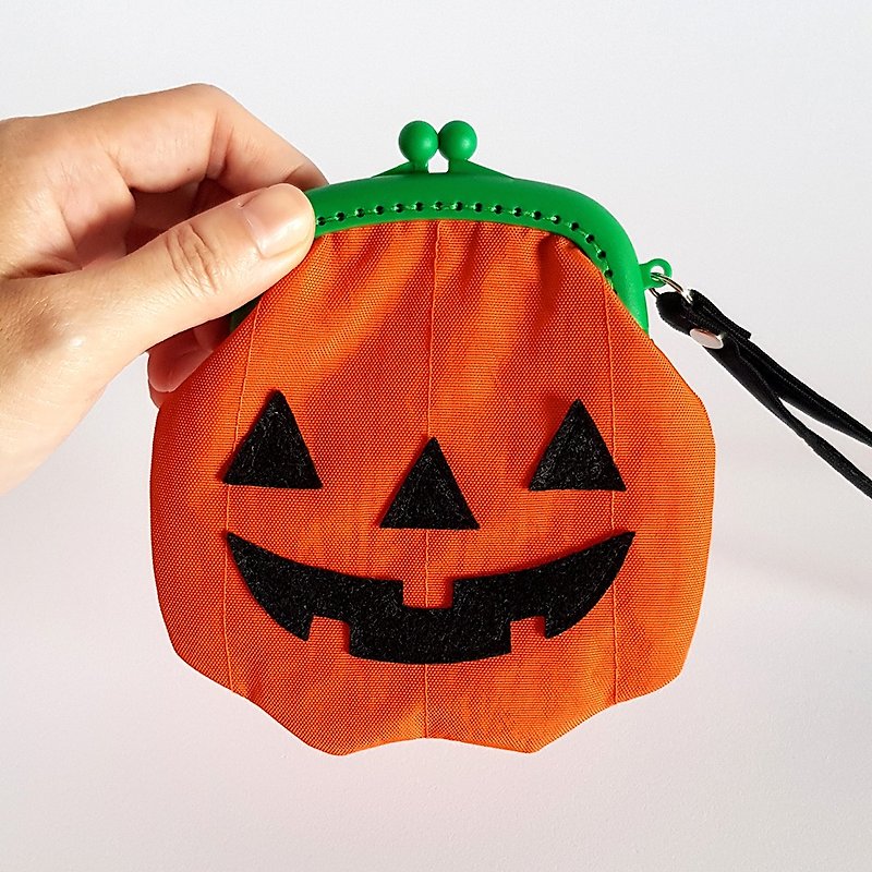 Halloween/Mr. Pumpkin with cavities/Plastic gold coin purse/Large style [gift/gift] - Coin Purses - Other Materials Orange