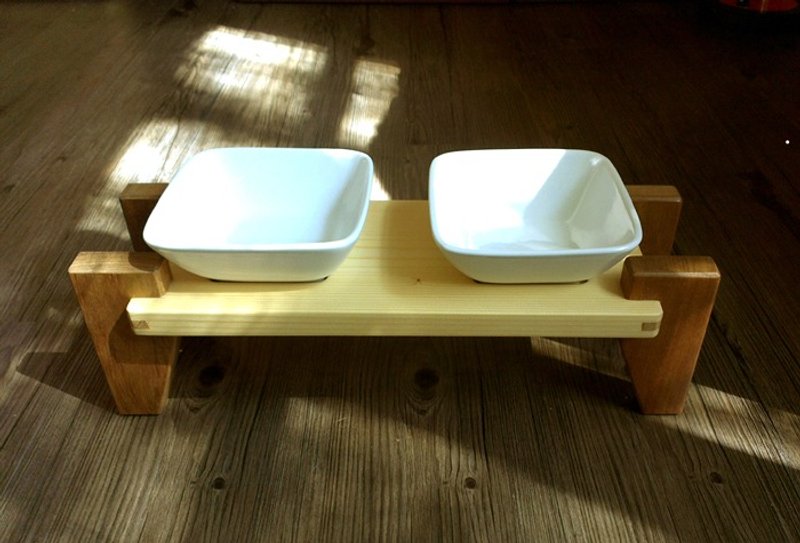 Mao child special timber x hand as a pet table dish rack unique! - Pet Bowls - Wood Brown