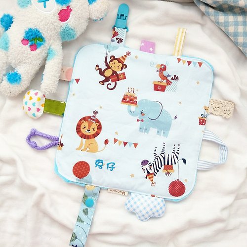 QQ rabbit 手工嬰幼兒精品 彌月禮盒 免費繡名字。動物的生日派對。響紙安撫巾