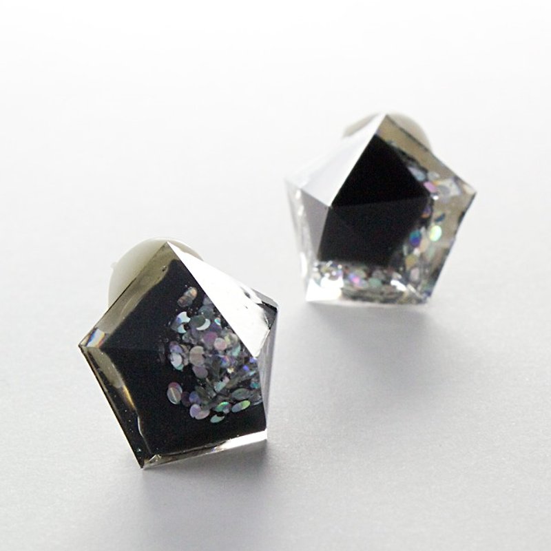 Pentagon earrings (City Light) - Earrings & Clip-ons - Other Materials Black