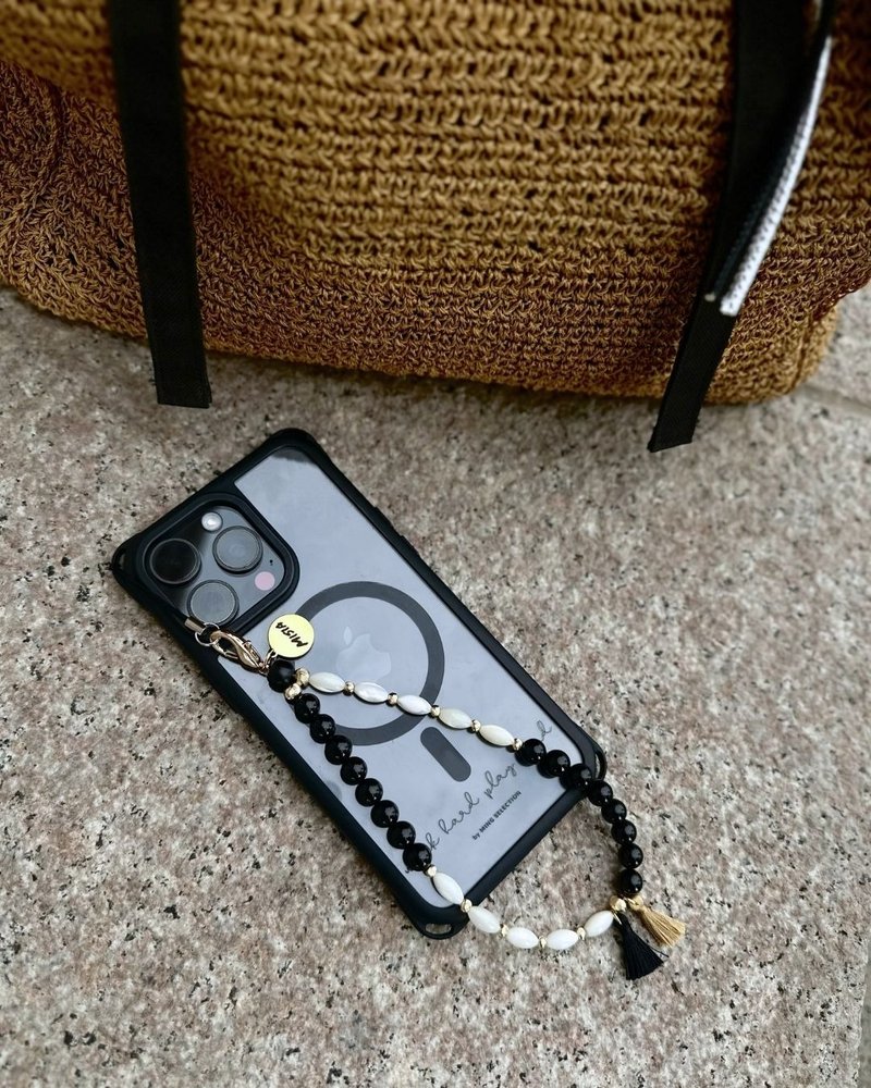 【MISIA】Phone Charm 天然水晶礦石手機吊飾-364黑瑪瑙 - 吊飾/掛飾 - 水晶 
