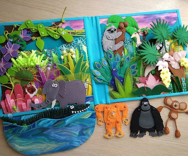 Jungle Quiet Book Pattern, Diy Quiet Book Pages, Felt Busy Book Pattern -  Shop UmkaFeltBook Knitting, Embroidery, Felted Wool & Sewing - Pinkoi