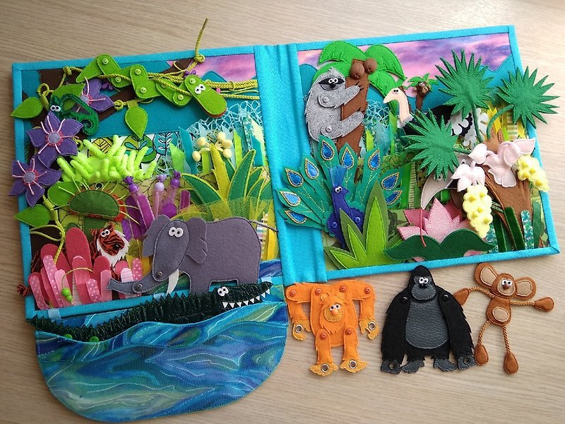 Jungle Quiet Book Pattern, Diy Quiet Book Pages, Felt Busy Book Pattern