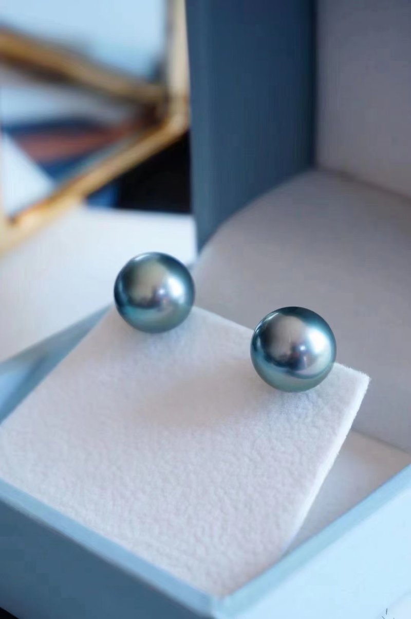 Tahitian Black Pearl Natural Seawater Pearl 18K Gold Earrings - Earrings & Clip-ons - Pearl Black