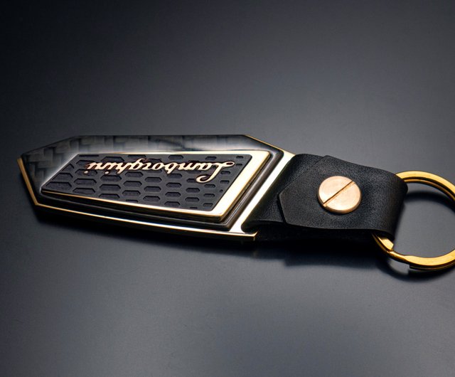 Lamborghini keychain, Brass, Gold, carbon fiber, g10 Lamborghini keychain, Brass, Gold, carbon fiber, g10