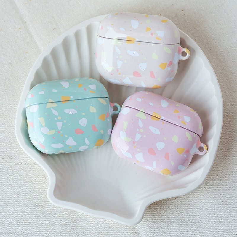 【客製化】淺粉水磨石 AirPods Pro 2 / Pro / 3 保護殼 - AirPods/耳機保護套 - 塑膠 粉紅色