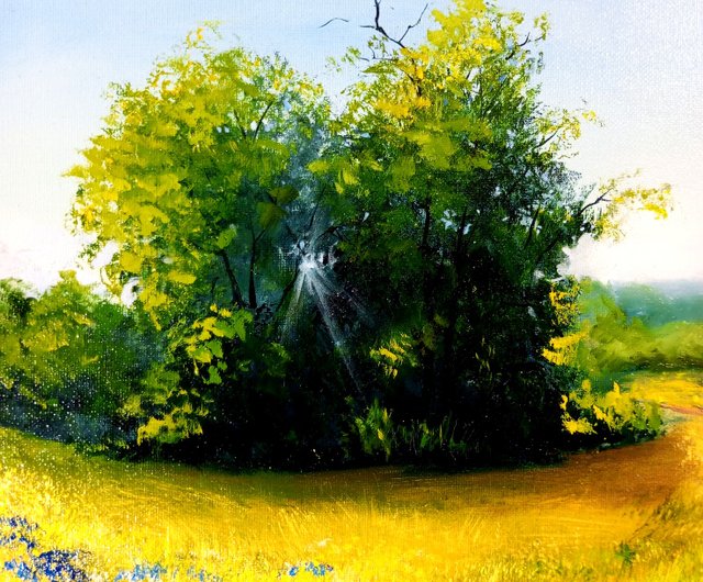 夏の風景。印刷していません。油絵 。 40 cm x 50 cm、C に油彩