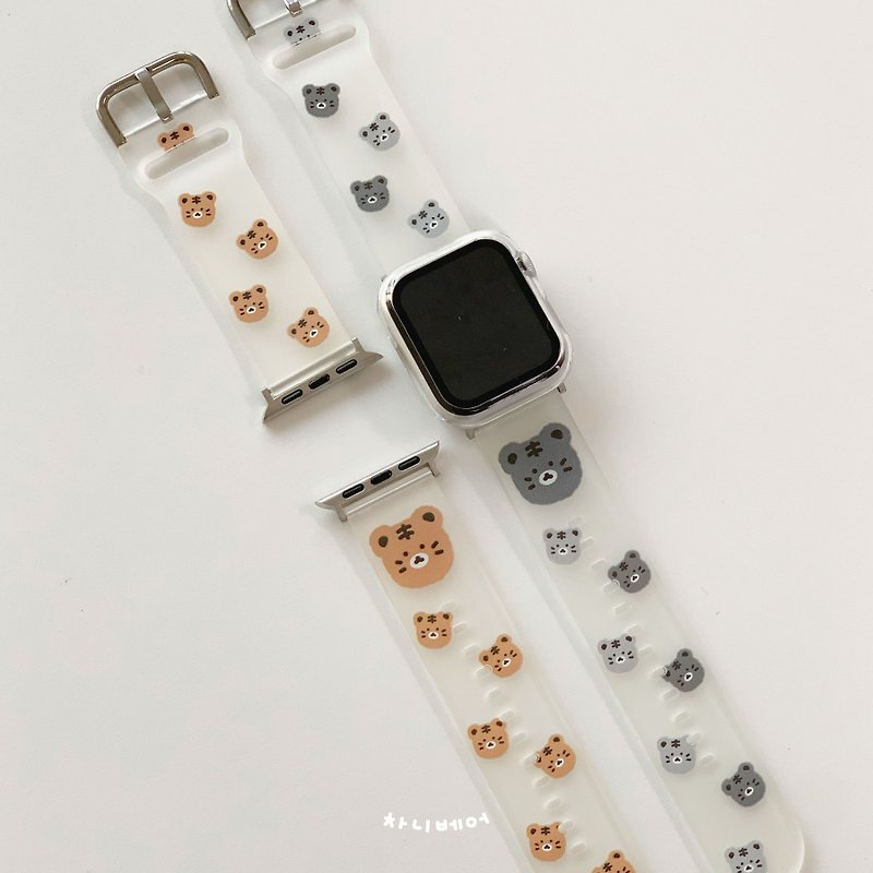 韓國文創 Chanibear Tiger Apple Watch Strap (2color) 手表束带 - Watchbands - Silicone Khaki