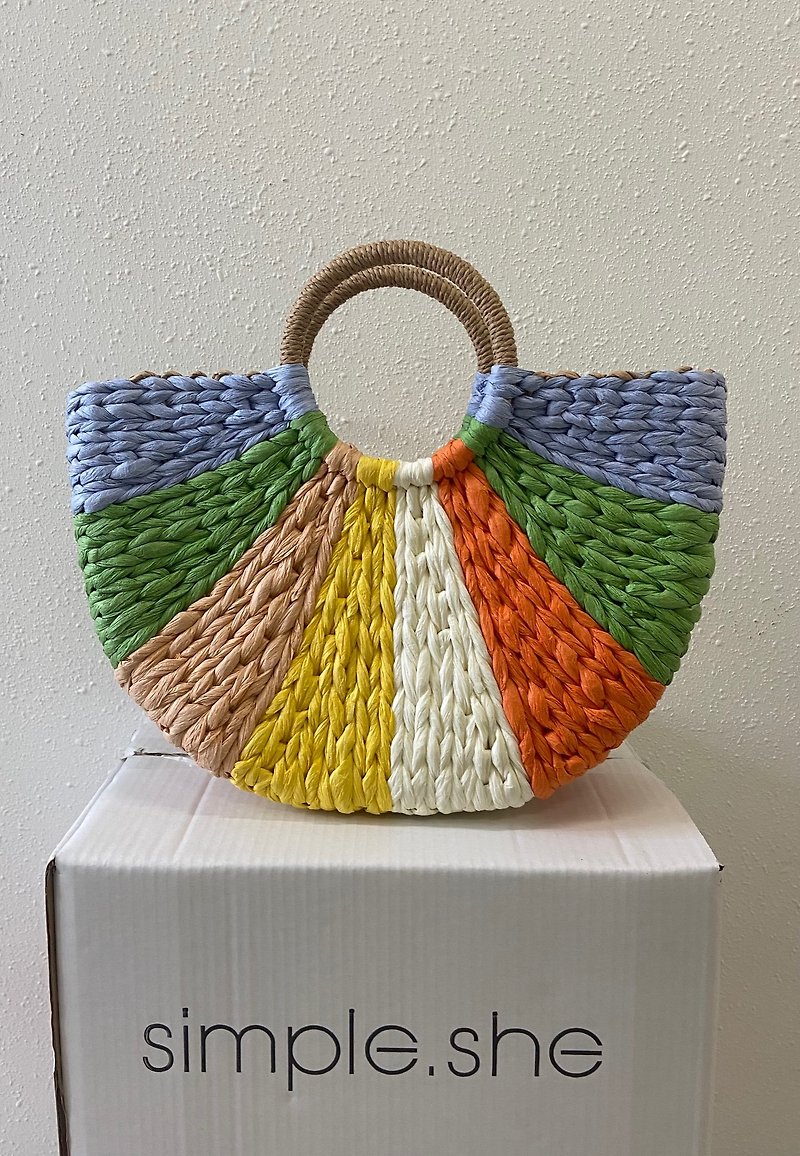 simple.she colourful raffia crochet tote bag - Handbags & Totes - Other Materials Multicolor