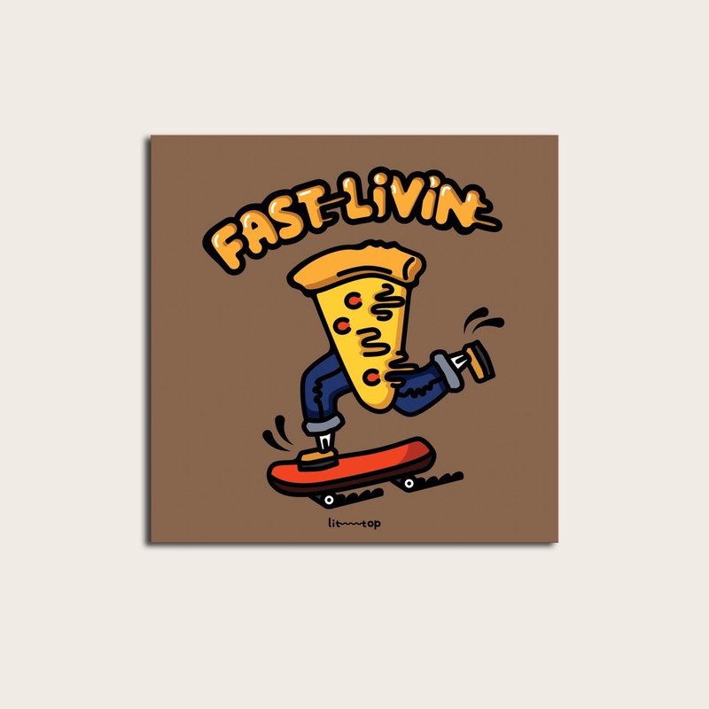 【Frameless Picture】Skateboard Pizza | Customization, Paintings, Gifts, Illustrations - โปสเตอร์ - วัสดุอื่นๆ 