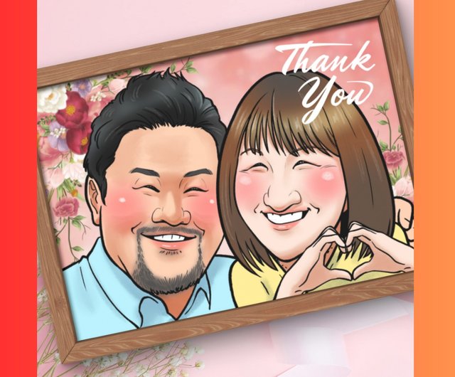 デジタル】【似顔絵ギフト】オーダーメイド 家族写真 誕生日