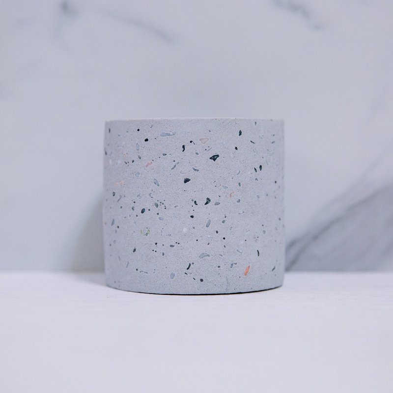 Terrazzo I Blue-grey Stone I 3-Inch Round Basin I Hand-made Cement Basin I Customized Basin - Plants - Cement Multicolor