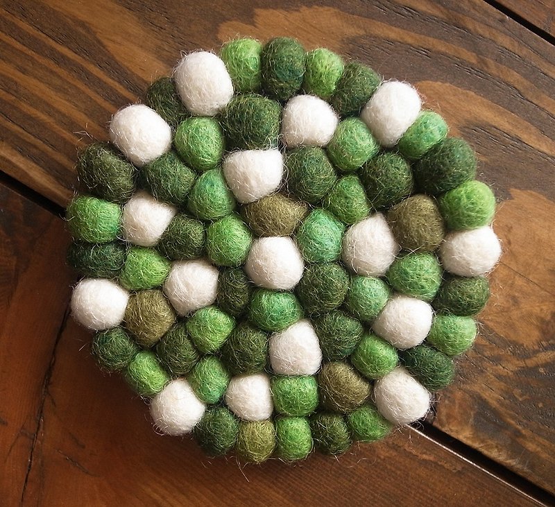 【Grooving the beats】Cup coasters, Felt coasters Round_10cm_Green - Coasters - Wool Green