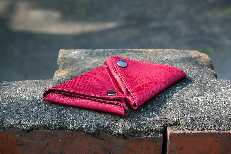 Triangle Coin Purse // Red Background Plain Pattern // Triangle Bag