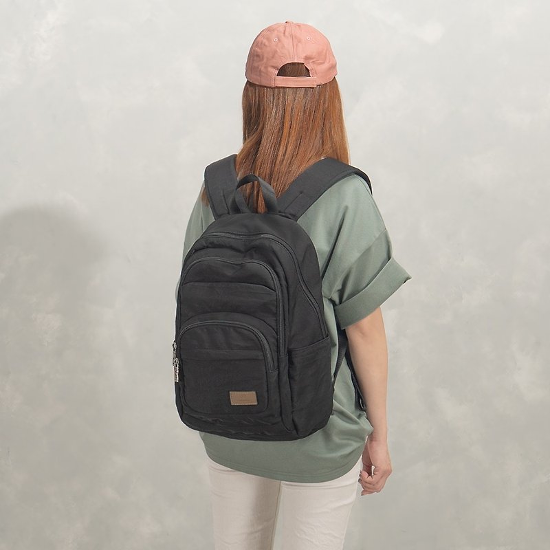 Backpack-Mofan multi-compartment water-repellent backpack-6006-1-multi-color optional - กระเป๋าเป้สะพายหลัง - ไนลอน สีดำ