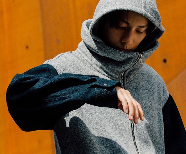 Grey denim store hooded jacket