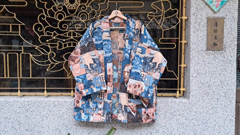 AMIN'S SHINY WORLD Van Gogh's Starry World KIMONO - Women's Casual & Functional Jackets - Cotton & Hemp Multicolor