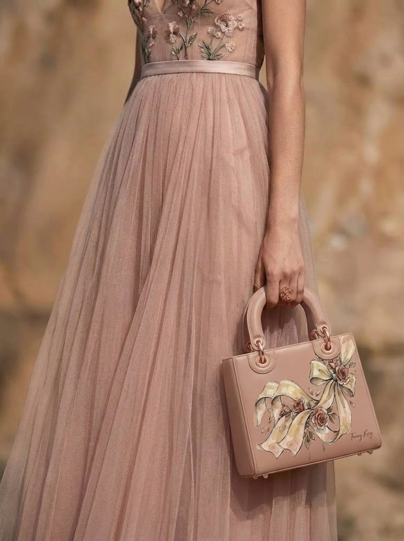 Fancy Ribbon Handheld & Shoulder Bag - กระเป๋าแมสเซนเจอร์ - วัสดุอื่นๆ สึชมพู