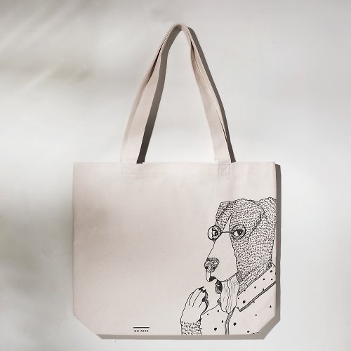 黑吉良食 OKi-不是寵物包的假裝驚訝Kii帆布袋/環保袋/購物袋/狗狗插畫