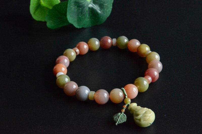 [Danyue] Natural salt source agate colorful bracelet bracelet Alashan nine-tailed pipa - Bracelets - Gemstone 