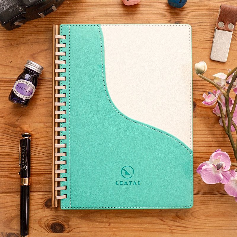 A5 pull-out imitation leather loose-leaf notebook-Dahewanwan. mint green - Notebooks & Journals - Paper Green