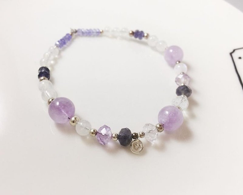 MH Silver Natural Stone Custom Series_Lavender Smoothie_Amethyst - Bracelets - Semi-Precious Stones Purple